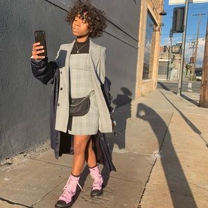 Aritzia plaid mini dress.